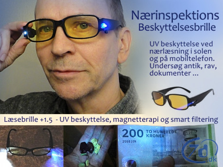 NærInspektions Beskyttelsesbrille - UV filtrering ved antik- og ravjagt... NærInspektions Beskyttelsesbrille - UV filtrering ved antik- og ravjagt...